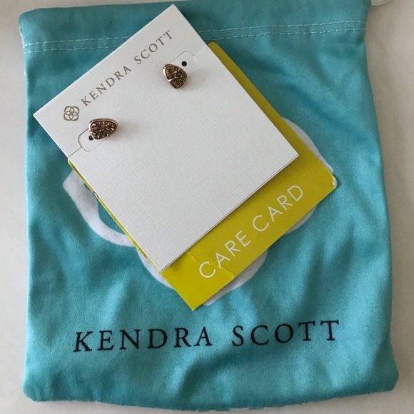 Kendra Scott Hayden Stud Earrings Rose Gold Drusty - Picture 1 of 2